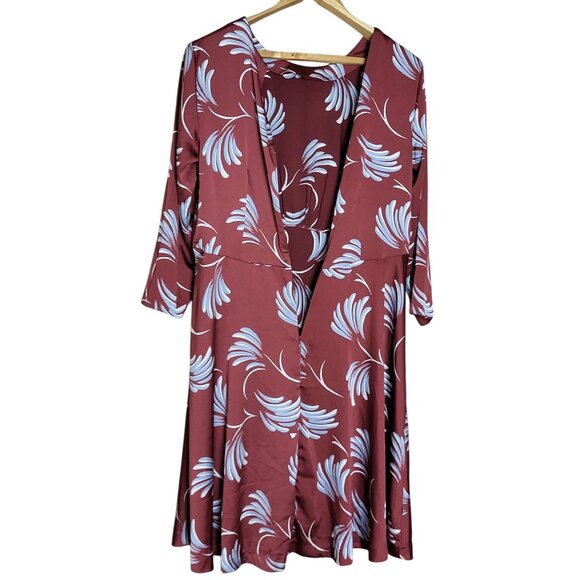 Ann Taylor Loft Womens Floral Print Rust Red A-Line Dress Size 12 - Picture 3 of 8